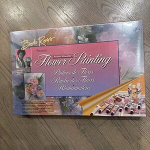 15" Vintage Bob Ross Floral Oil Painting Kit 15pc Sealed NOS HTF Flower Painting